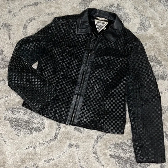Exclusive Vintage Marvin RichardsGingam Design Pure Leather Jacket